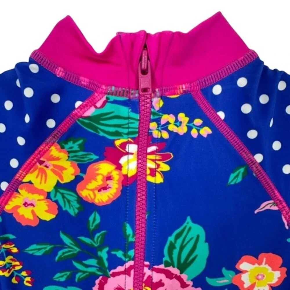 Mini Club Floral Ruffle Polka Dot‎ Long Sleeve UPF Swim Rash Guard 18-24 Months